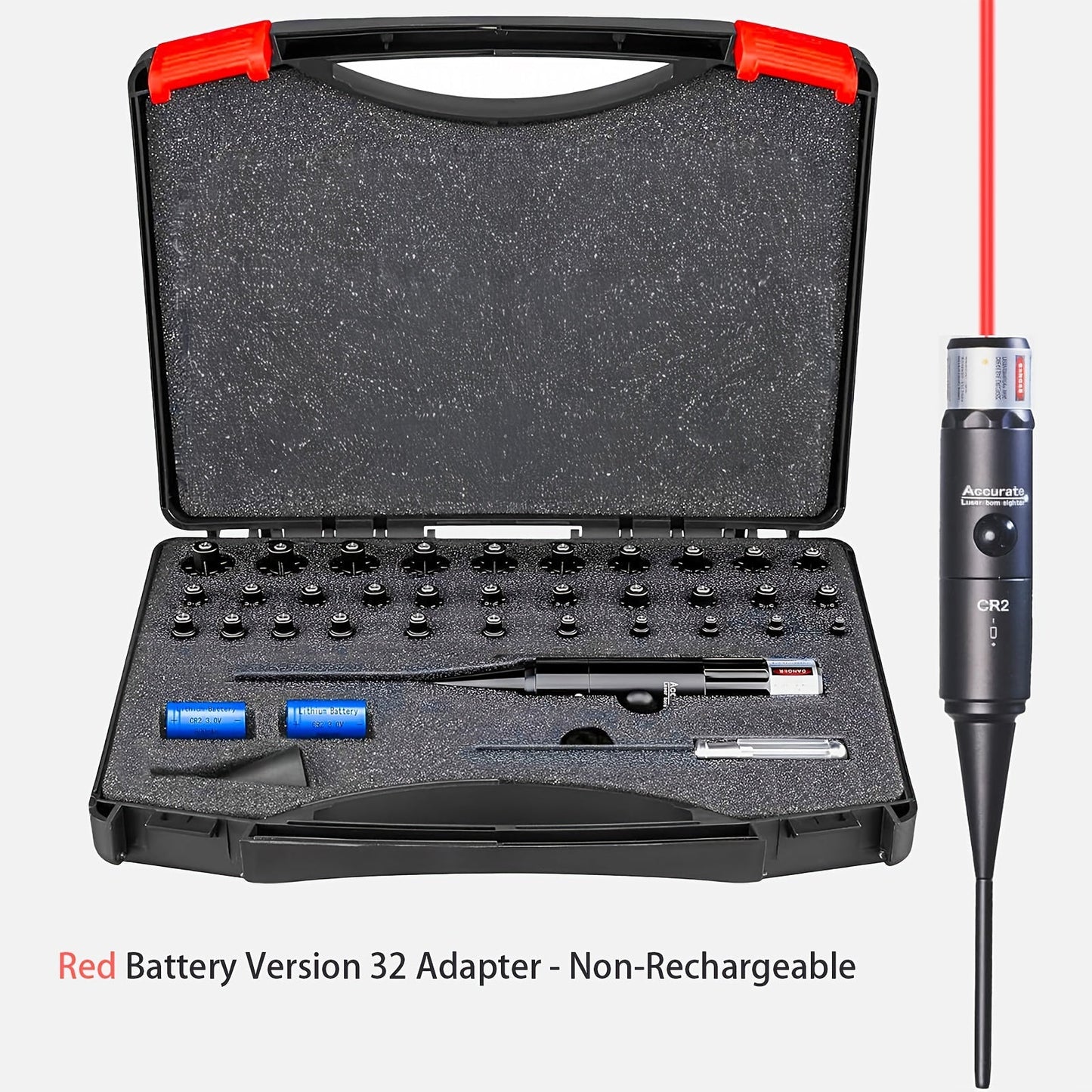 Bore Sight Laser Kit Red Green Boresighter with 8 or 32 Adapters Universal Multi-Caliber 0.17 Cal to 12GA for Rifle Pistol Shotgun - Tactical Gun Zeroing Tool