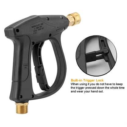 High Pressure Washer Gun 3000 PSI with 5 Spray Nozzles, 1/4" Quick Connect & M22-14 Hose Connector – Car Wash, Garden Irrigation & Patio Cleaning Spray Gun for Pressure Washers