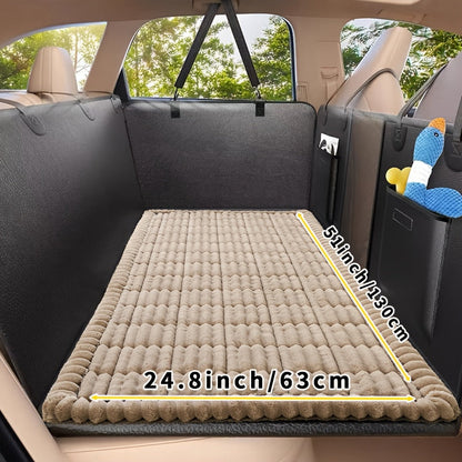 Non-Slip Car Dog Mat Heavy Duty Pet Seat Cushion with Rear Extension Pad – Anti-Bite Waterproof Floor Liner for SUV, Sedan & Truck, Fits All Dog Sizes, Easy to Clean Durable Polyester