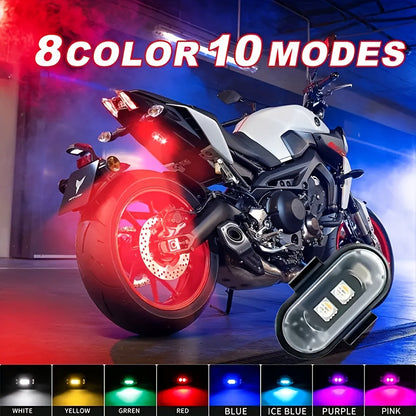 Wireless LED Strip Lights 8-Color Anti-Collision Warning Light with Remote Control – USB Rechargeable Waterproof LED Strips for Car Motorcycle Drone Bike, 4-Pack & 6-Pack