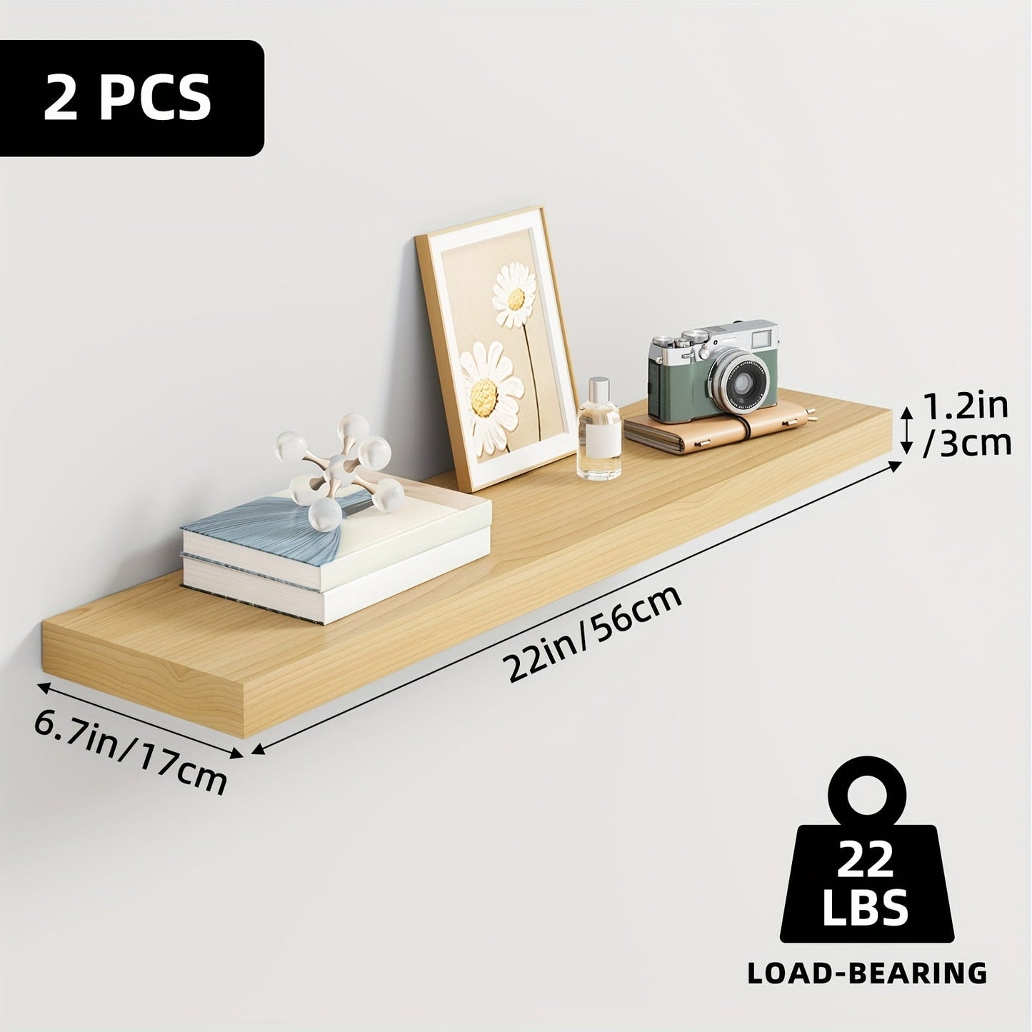 Floating Wall Shelves Wood 2/4/6 Pack 15.7 19.7 22 Inch Wall Mounted Shelves for Living Room Kitchen Bathroom Bedroom Holds 30 lbs Walnut Brown White Black Gray Home Decor Storage