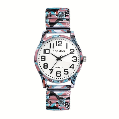 Bohemian Quartz Watch Unisex Printed Stretch Band Wristwatch – Starry Sky Sunflower Tree of Life Boho Designs, Large Arabic Numeral Dial, Nature-Inspired Gift for Women & Men Valentine Birthday