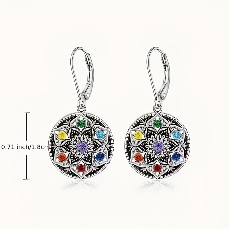 925 Sterling Silver Lotus Chakra Earrings for Women – 7 Chakra Yoga Flower of Life Pendant, Hypoallergenic Spiritual Jewelry, Perfect Gift for Birthday, Valentine's Day, Christmas & Mother's Day