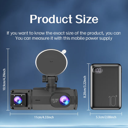 WiFi Dash Camera 2/3 Lens 170° Wide Angle Night Vision Loop Recording G-Sensor 2.0" IPS Screen with 32GB Memory Card - Front Rear Car Camera