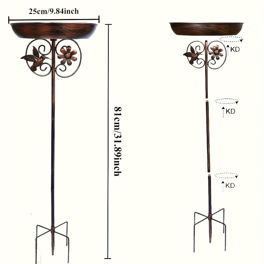 Metal Outdoor Bird Bath & Feeder Set with Sunflower Design – 5-Claw Base Column, Weather-Resistant Garden Decor for Backyard, Courtyard & Terrace, Attracts Wild Birds