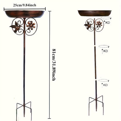Metal Outdoor Bird Bath & Feeder Set with Sunflower Design – 5-Claw Base Column, Weather-Resistant Garden Decor for Backyard, Courtyard & Terrace, Attracts Wild Birds