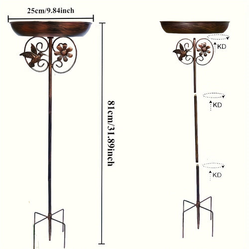 Metal Outdoor Bird Bath & Feeder Set with Sunflower Design – 5-Claw Base Column, Weather-Resistant Garden Decor for Backyard, Courtyard & Terrace, Attracts Wild Birds