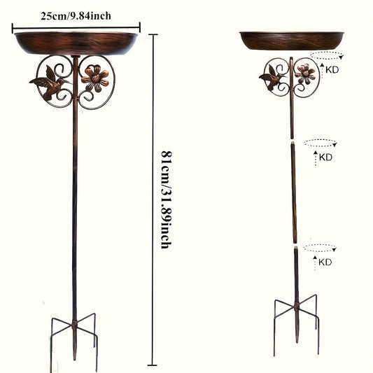 Metal Outdoor Bird Bath & Feeder Set with Sunflower Design – 5-Claw Base Column, Weather-Resistant Garden Decor for Backyard, Courtyard & Terrace, Attracts Wild Birds