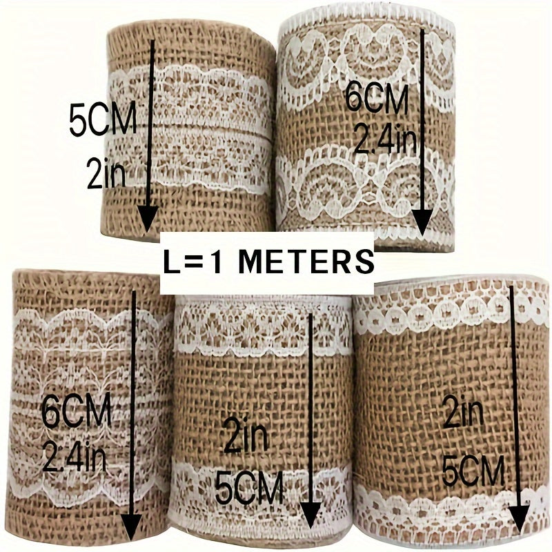 Burlap Lace Ribbon Roll 5pcs + Jute Twine 30 Yards Coarse Burlap for Wedding Decorations DIY Crafts Floral Arrangements Home Decor Gift Wrapping Rustic Party Decor Craft Supplies
