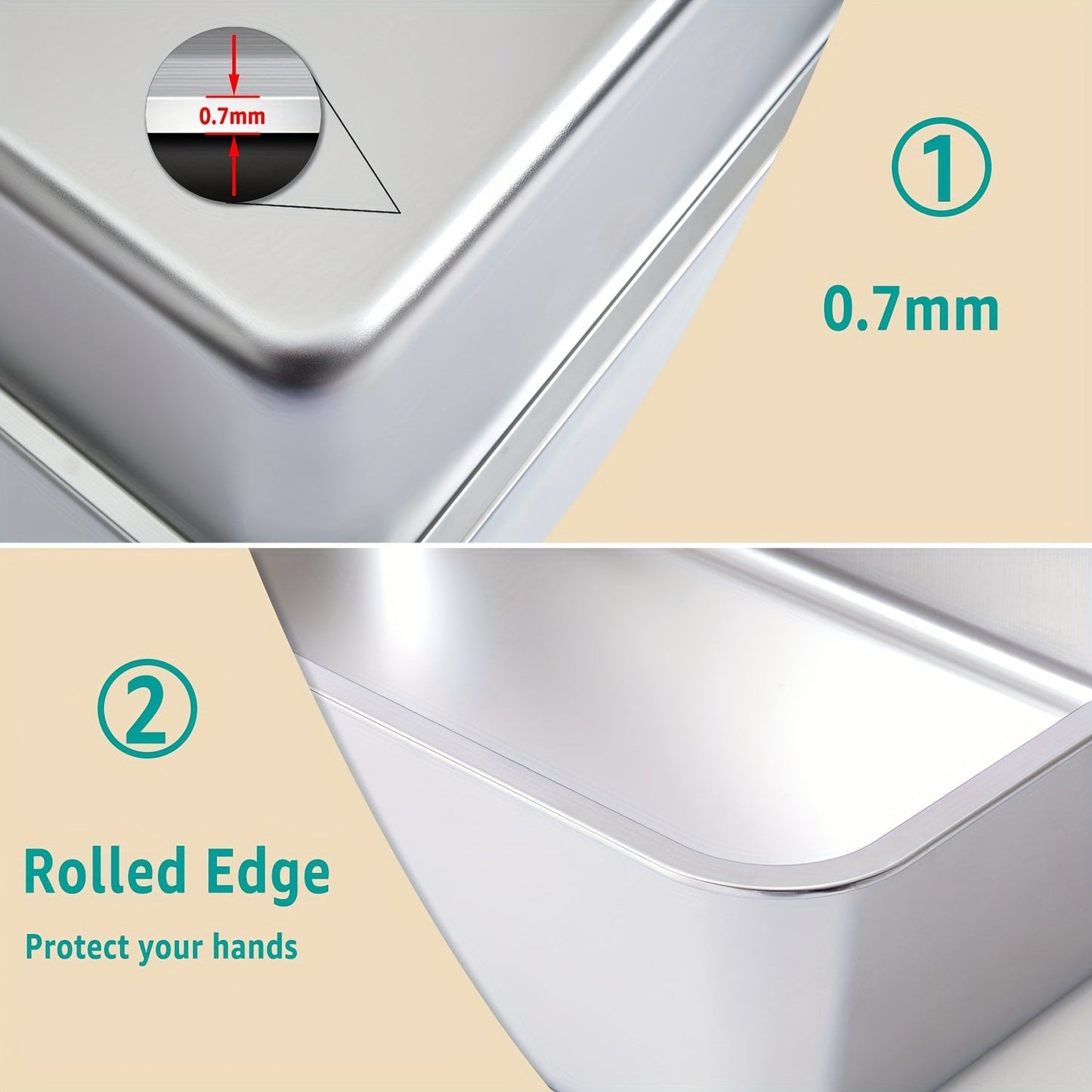Stainless Steel Cat Litter Box XL – 2-Pack Extra Large Metal Litter Box, 6" Deep High Sides, Easy to Clean, Odor Resistant, for Big Cats & Multi-Cat Households, Rectangle Corner-Fit Design