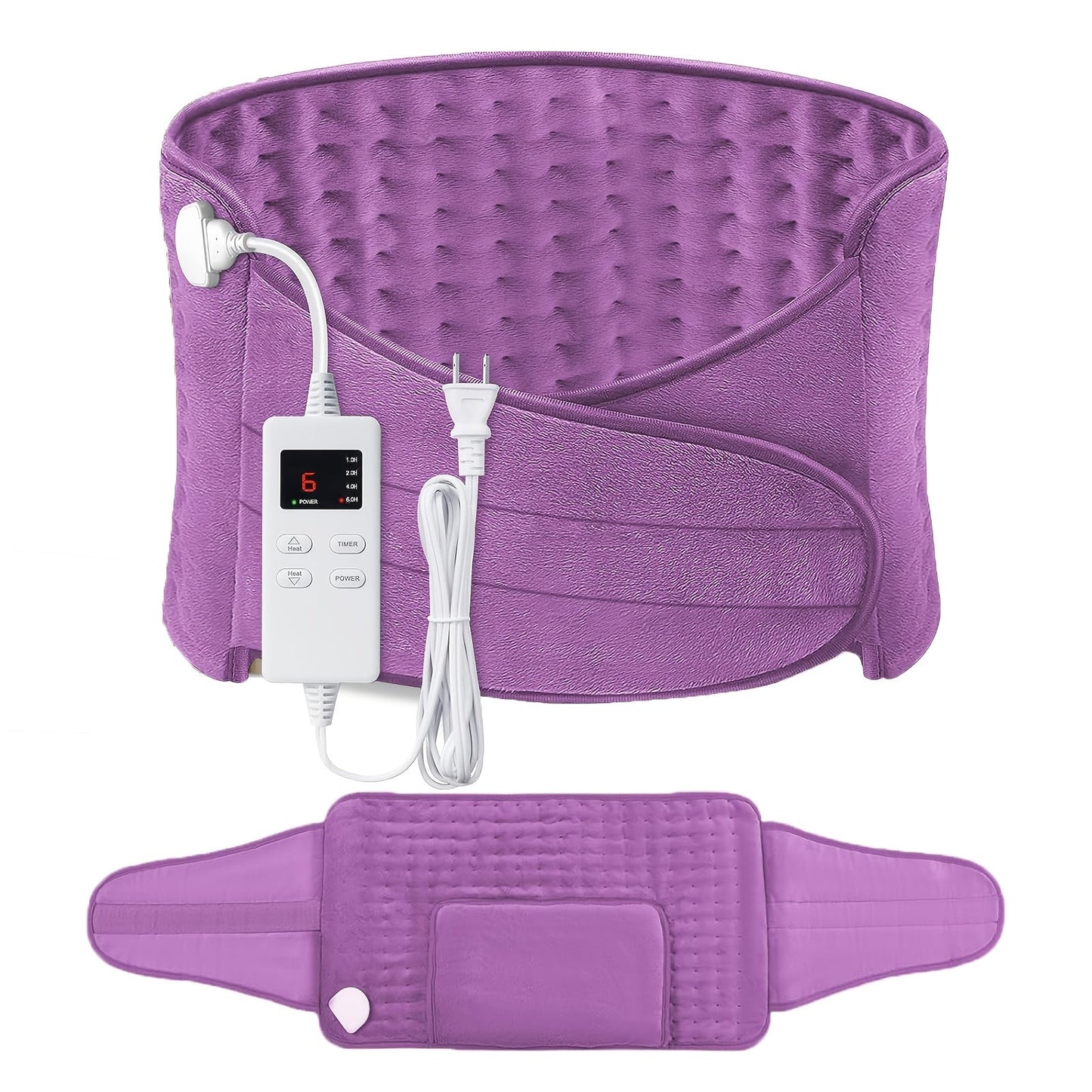 Electric Heating Belt for Back Pain Relief 12x24 Inch – 6 Heat Levels 104-149°F, 6-Hour Auto Shutoff, 4 Timers, Adjustable 24-45 Inch Waist, Washable Heated Waist Pad for Men and Women