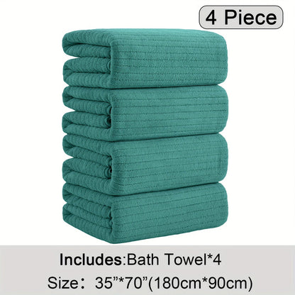 4-Pack Oversized Bath Towels Set 35"x70" – Extra Large XL Microfiber Bath Sheet, Super Soft Quick-Dry Absorbent Shower Towels for Family Hotel Spa, 13 Colors Beige White Grey Navy Blue Green Black