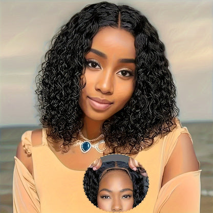 Glueless Brazilian Curly Short Wig for Women – Deep Wave Synthetic Hair, Natural Scalp Look, Breathable Cap, Light Beige, No Adhesive Needed for Daily Wear & Parties