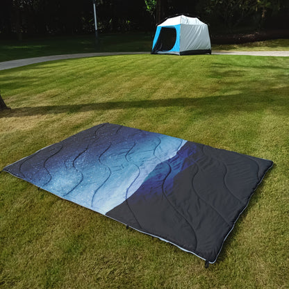 Outdoor Puffy Camping Blanket 55x79 Inch Lightweight Down Alternative Ultra Warm Hammock Top Quilt – Printed Camping Blanket for Traveling, Picnic, Beach Party & Cold Weather | 140x200cm
