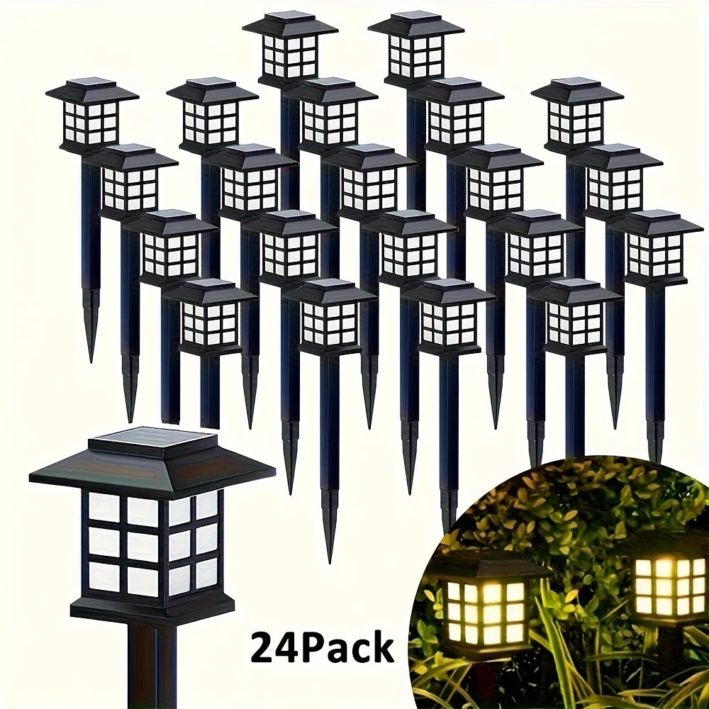 Solar Outdoor Garden Lights 6/12/24 Pack IP44 Waterproof | Warm White Colorful LED Landscape Pathway Lights for Yard Courtyard Patio Holiday Decoration – Auto On/Off