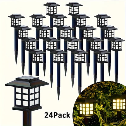 Solar Outdoor Garden Lights 6/12/24 Pack IP44 Waterproof | Warm White Colorful LED Landscape Pathway Lights for Yard Courtyard Patio Holiday Decoration – Auto On/Off