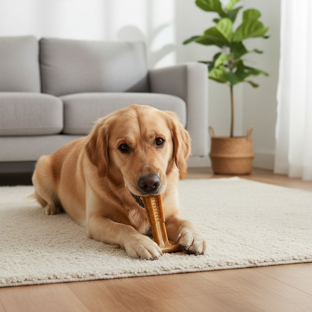 T-Shaped Dog Dental Chew Toy – Durable Non-Splintering Plastic Chew Toy with Textured Ridges & Ergonomic Grip for Aggressive Chewers, Teething Puppies & Adult Dogs, Teeth Cleaning Dog Toy