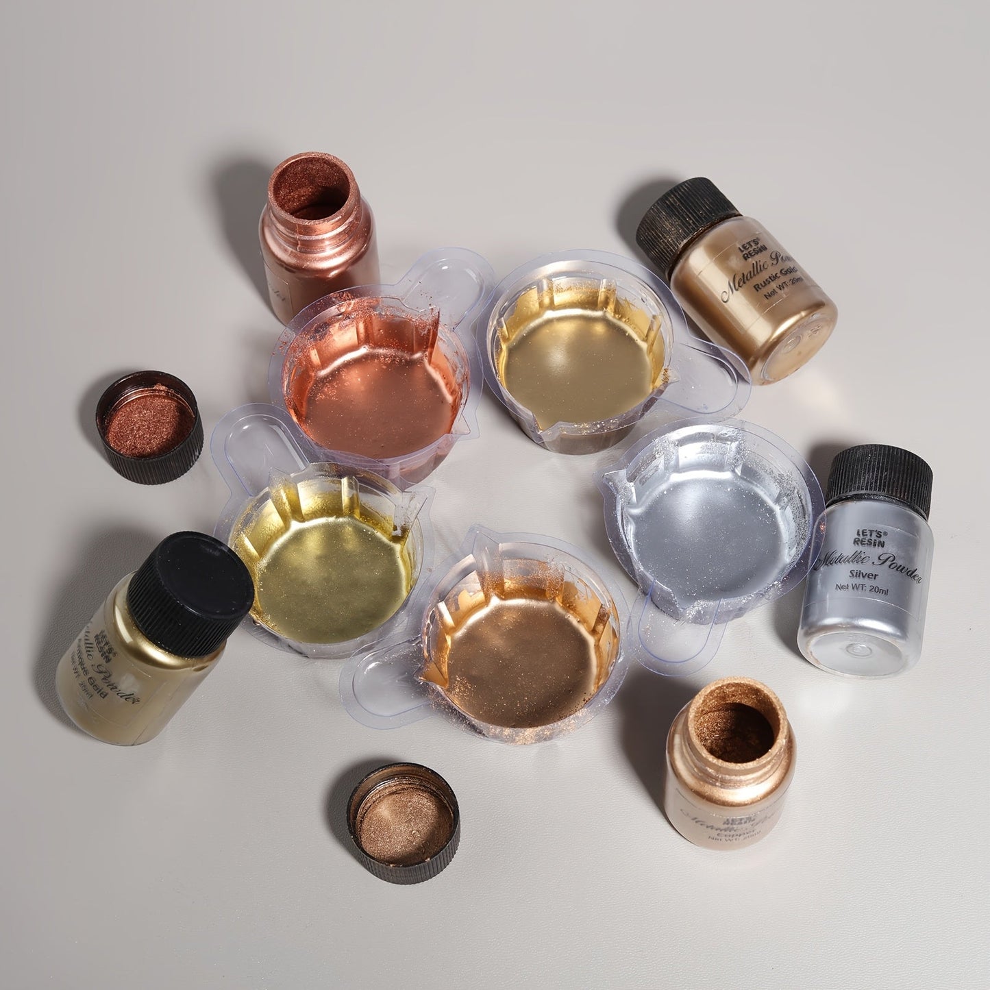 Metallic Resin Powder 5-Color Set – Fine Epoxy Pigment 0.68oz Each, Copper Bronze Silver Antique Gold Rustic Gold, for Epoxy Resin, Polymer Clay, Slime & DIY Crafts | Christmas & Halloween Gift | Velora