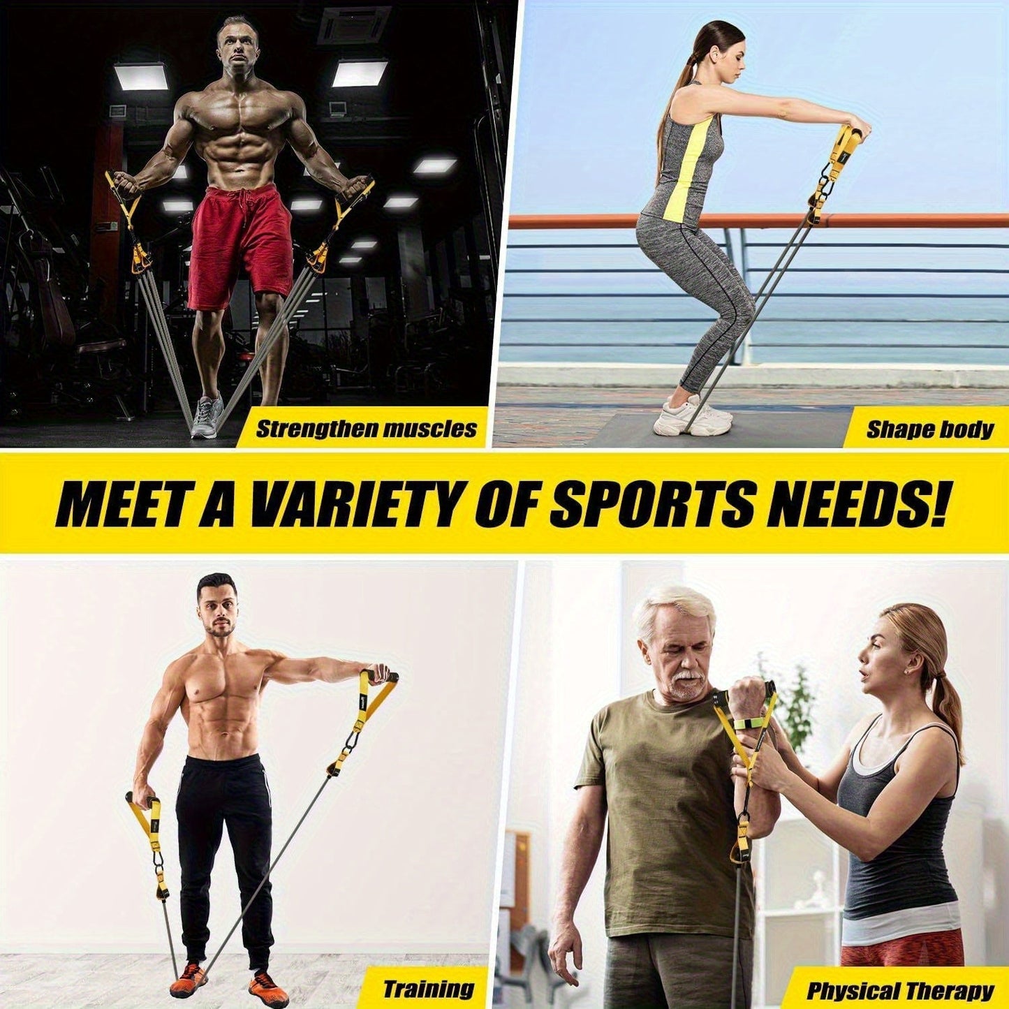 300lb Heavy-Duty Resistance Band Set Home Gym Strength Training Kit with Handles Door Anchor Ankle Straps Full Body Workout for Muscle Building Toning Rehabilitation