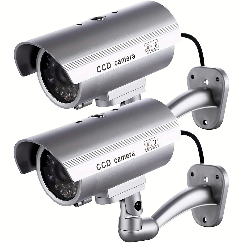 Dummy Security Camera Fake CCTV Surveillance System – Realistic Simulated LED Lights, Adjustable Mount & Warning Stickers, Indoor & Outdoor Home Security Decoy Camera – 2 or 4 Pack