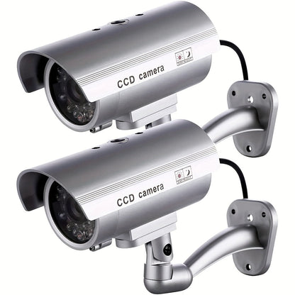 Dummy Security Camera Fake CCTV Surveillance System – Realistic Simulated LED Lights, Adjustable Mount & Warning Stickers, Indoor & Outdoor Home Security Decoy Camera – 2 or 4 Pack