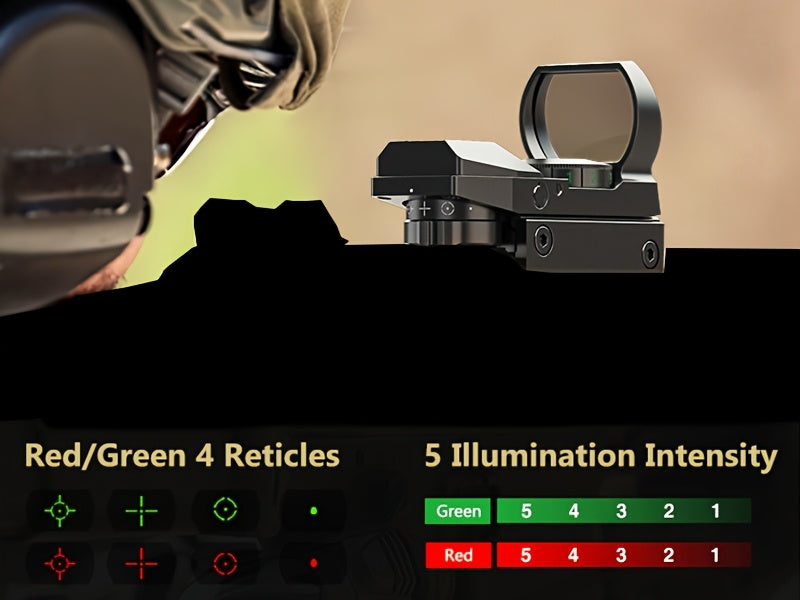 Red Green Dot Sight 1x22x33 with 20mm Picatinny Rail - 4 Reticles 5 Brightness Settings Wide Field of View Scope for Rifles Shotguns
