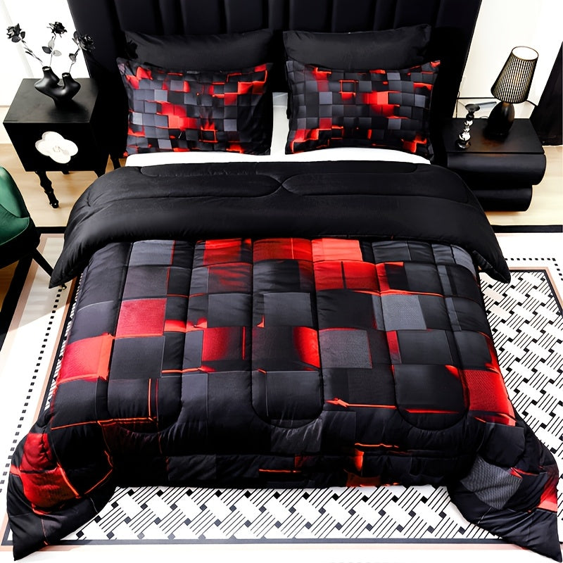 Quilted Comforter Set Twin Queen King Size – Soft Diamond Pattern Quilt with Pillowcases Ultra-Fine Fiber Fill Lightweight Breathable All-Season Bedding 2/3 Piece Multiple Colors
