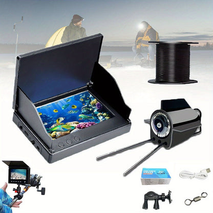 Fish Finder with HD Underwater Camera 4.3 Inch Screen 140° Wide Angle Lens Fish-Attracting Light – Portable Viewing Set for Ice Fishing Lake River Dock