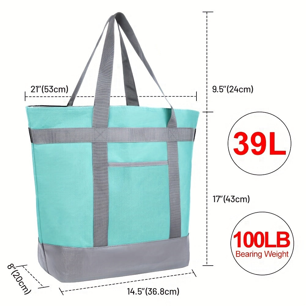 Insulated Reusable Grocery Tote Bag XXLarge 10.3 Gal – Thermal Cooler Bag for Food Delivery, Doordash, Grubhub, Grocery Shopping, Travel, Beach & Picnic, Oxford Cloth, 5 Colors