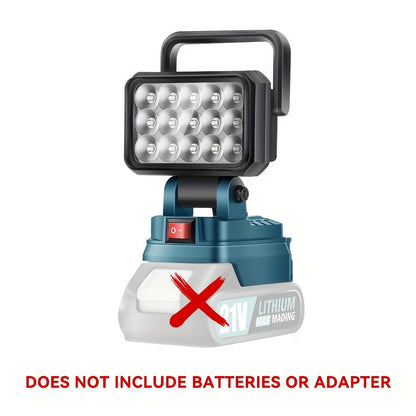 LED Work Light Compatible with Makita 21V Battery – High Brightness Portable Camping Lantern Flashlight, IP4X Waterproof, Smart Battery Protection, Emergency Light for Power Outage, Hurricane & Hiking, Black Yellow Blue