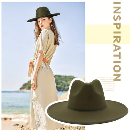 Wide Brim Cowboy Hat for Men & Women – Western Felt Fedora Cowgirl Cap, Classic Jazz Panama Trilby Style, Sun Hat for Outdoor Festivals, Travel & Everyday Casual Wear