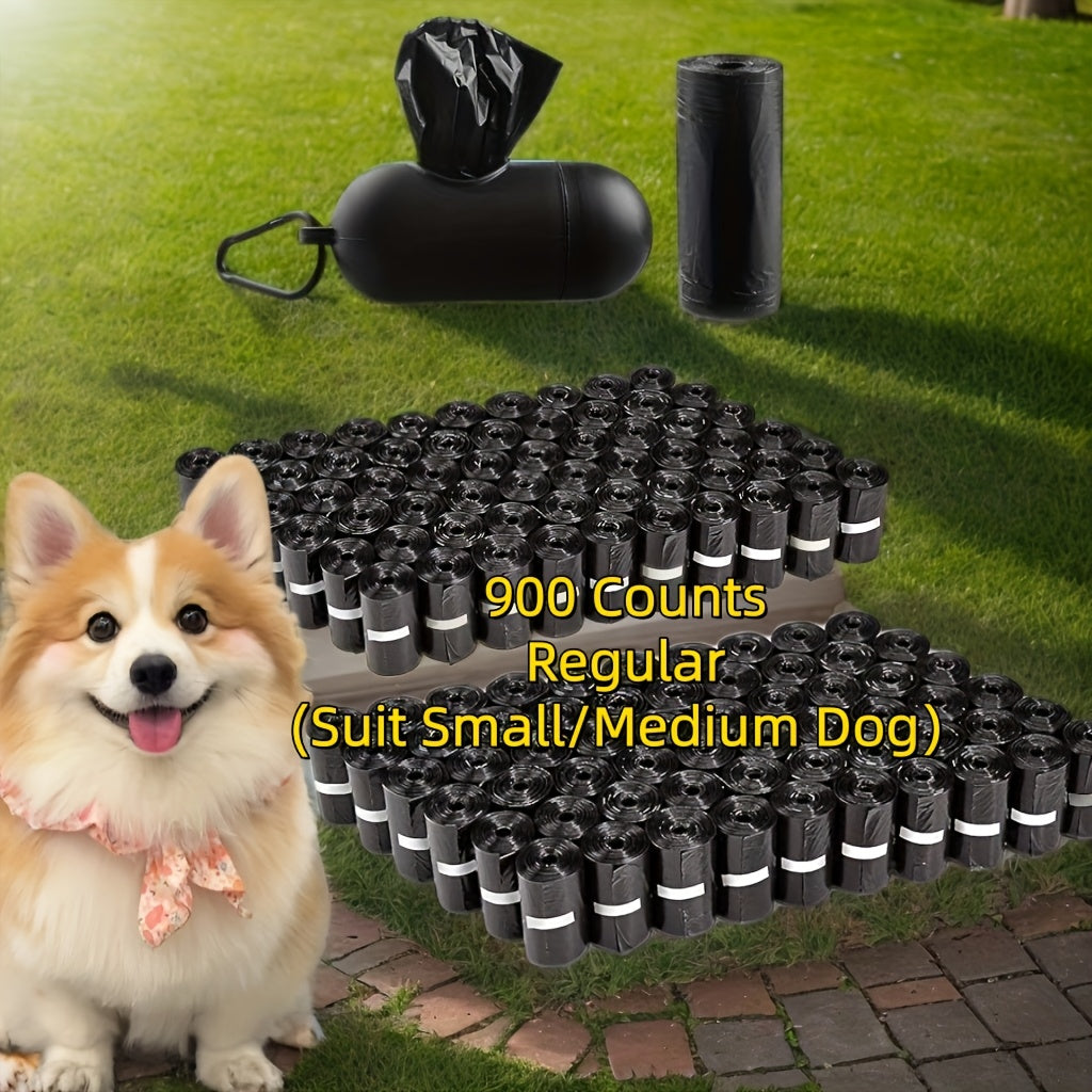 Dog Poop Bags with Dispenser 900 Count (60 Rolls) – Thick Leak-Proof Pet Waste Bags with D-Ring Clip for Leash & Keys, Easy-Tear Rolls for Dog Walking & Outdoor Use