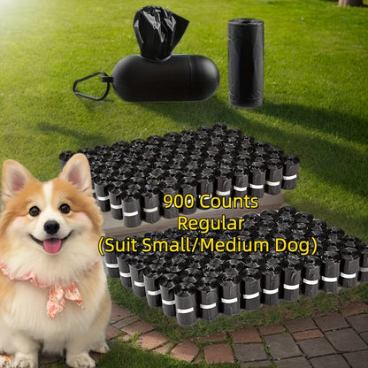 Dog Poop Bags with Dispenser 900 Count (60 Rolls) – Thick Leak-Proof Pet Waste Bags with D-Ring Clip for Leash & Keys, Easy-Tear Rolls for Dog Walking & Outdoor Use
