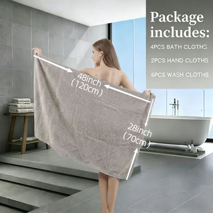 Cotton Bath Cloths Set 12 or 24 Piece – Hotel Quality Highly Absorbent Quick-Dry Washcloths for Bathroom Spa Gym Home Dark Gray Blue White Purple Orange