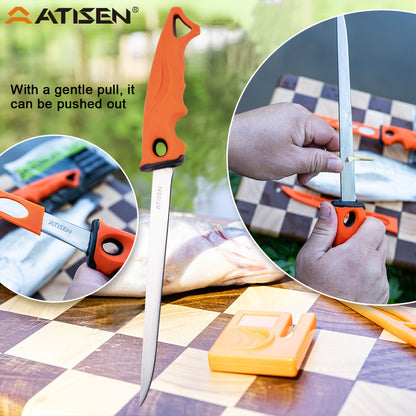 Fishing Knife Set 7/23/104/107 Piece – Stainless Steel Fillet Boning & Gutting Knives with Line Cutter, Camping Cutting Carving Tool Kit, Perfect Fisherman Gift for Men