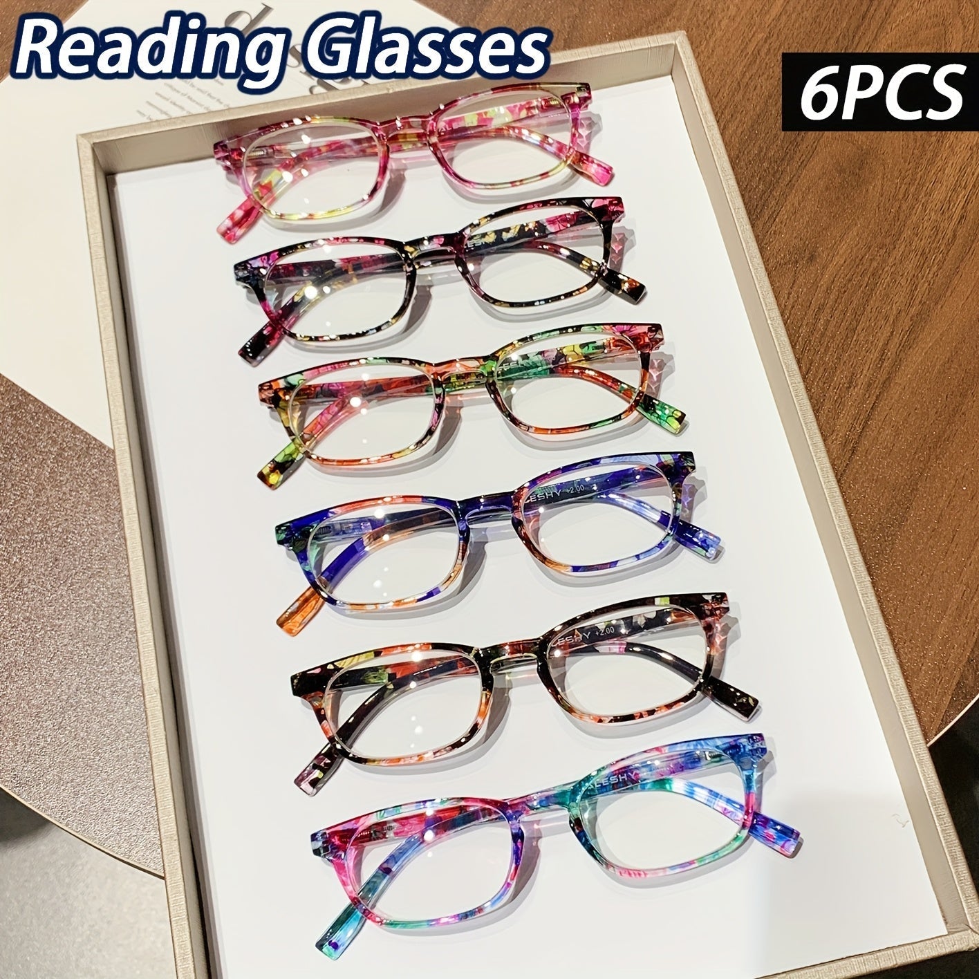 6-Pair Blue Light Blocking Reading Glasses for Women & Men - Oval Full-Frame PC Readers with Anti-Glare Lenses, +1.00 to +4.00 Strengths for Computer Office & Reading, Comfortable Spring Hinge