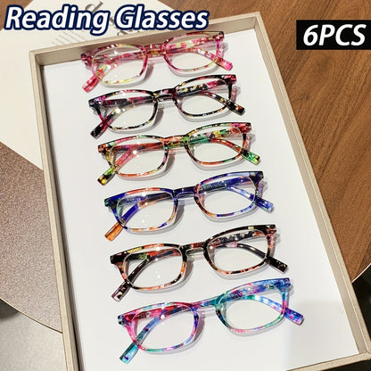 6-Pair Blue Light Blocking Reading Glasses for Women & Men - Oval Full-Frame PC Readers with Anti-Glare Lenses, +1.00 to +4.00 Strengths for Computer Office & Reading, Comfortable Spring Hinge