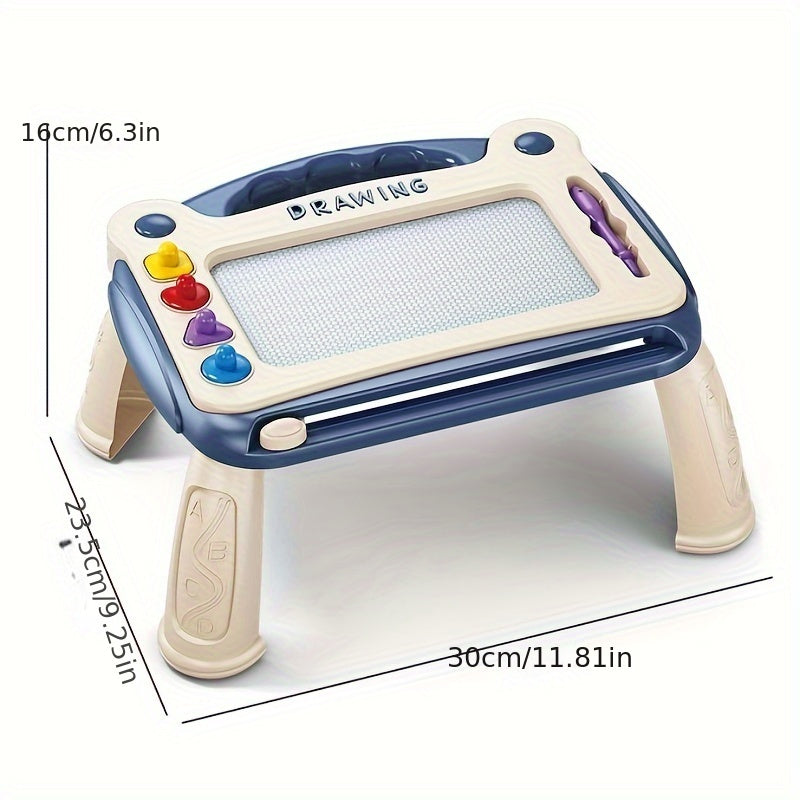 Kids Drawing Board Stamp Art Set – Creative Learning Toy with 4 Stamps, Brush & Stands, Fun Educational Art Gift for Boys & Girls, Birthday & Easter Gift, Blue Pink Green, 3 Ways to Use