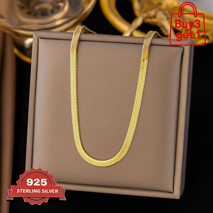 925 Sterling Silver Flat Snake Chain Necklace & Bracelet – 2D Sleek Stackable Design, Multiple Lengths, Gift Box Included, Perfect for Valentine's Day, Holidays & Everyday Layering