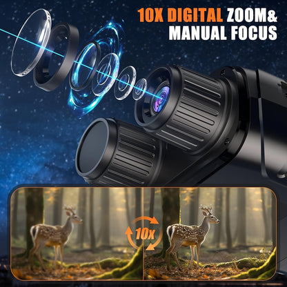 4K Night Vision Binoculars for Adults – 10x Digital Zoom, 2.8" HD Screen, 7-Level IR Illuminator, 12MP Photo & Video, Rechargeable – Perfect for Hunting, Boating & Outdoor Exploration, Gift for Men