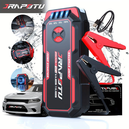 Portable Car Jump Starter 2500A Peak | 8000mAh-10000mAh 12V Battery Booster Pack, Up to 30 Starts, USB Charging Ports & LED Flashlight – Fits Gas 7.0L & Diesel 8.0L Engines, Trucks, SUVs, Motorcycles