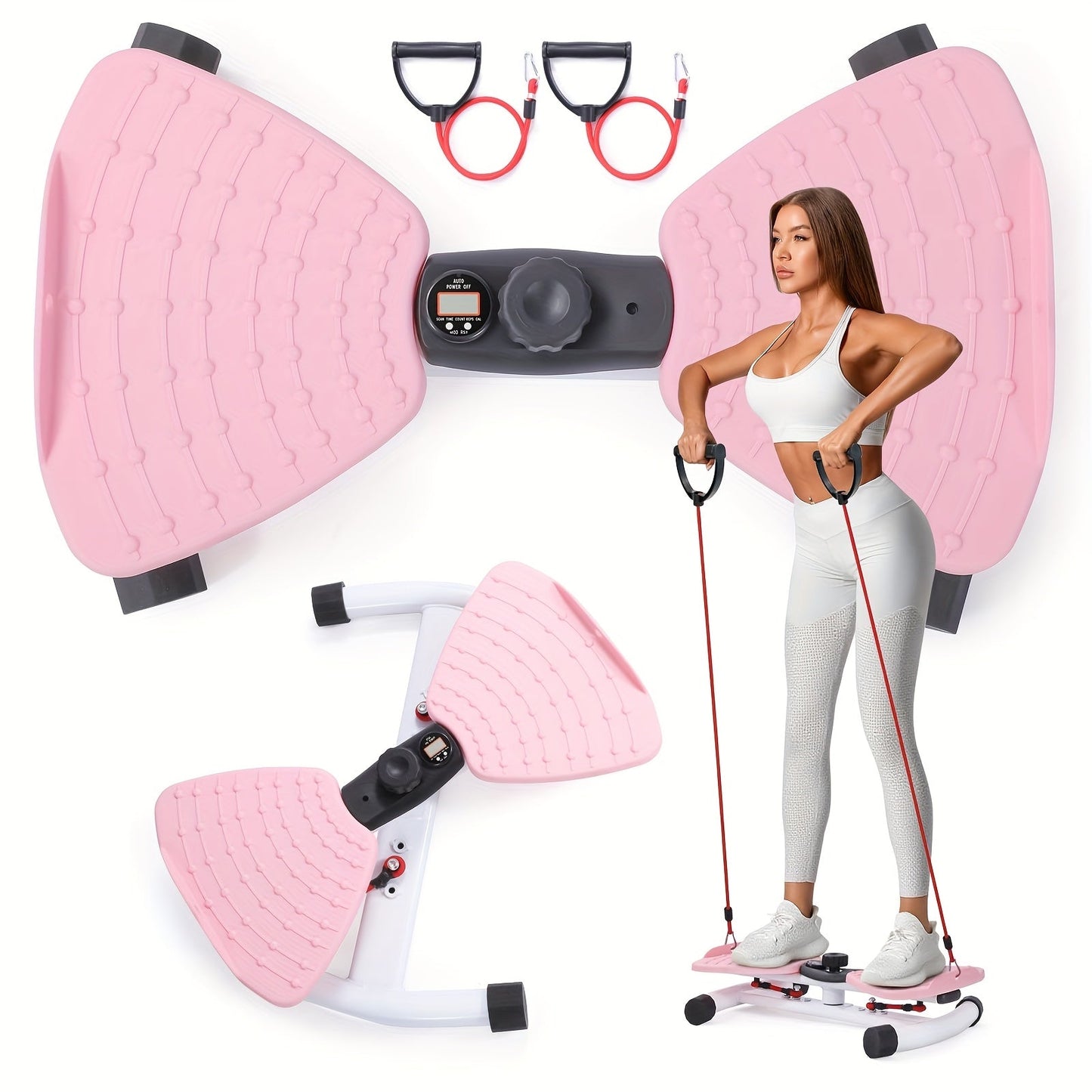 Waist Twisting Machine Ab Twister Board – 360° Noiseless Waist Twister Disc for Home Gym, 360 LBS Capacity, Digital Display Tracks Time, Reps & Calories, Includes Figure-8 Resistance Band