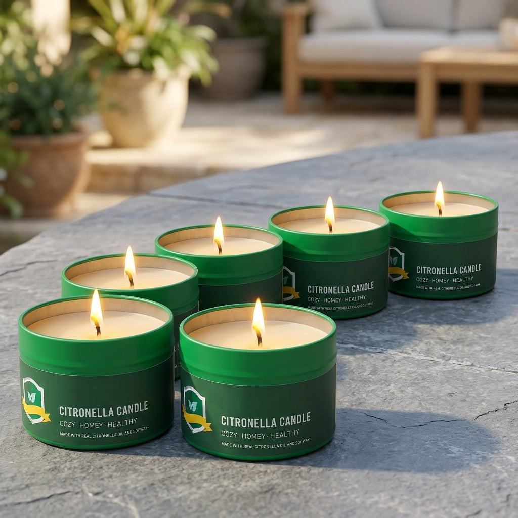 Citronella Candles Outdoor 6-Pack 4.4oz Each 150-Hour Burn Natural Mosquito Repellent for Patio Camping BBQ Garden Yard Party Deck Lanai Home Decor Gift