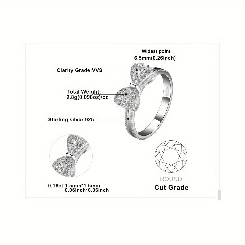 925 Sterling Silver Bowknot Ring for Women – Sparkling Cubic Zirconia Bow Design, Available in Silver, Yellow Gold & Rose Gold Finishes, Dainty Hypoallergenic Fine Jewelry for Dating Daily Wear & Gifting, Sizes 4-10