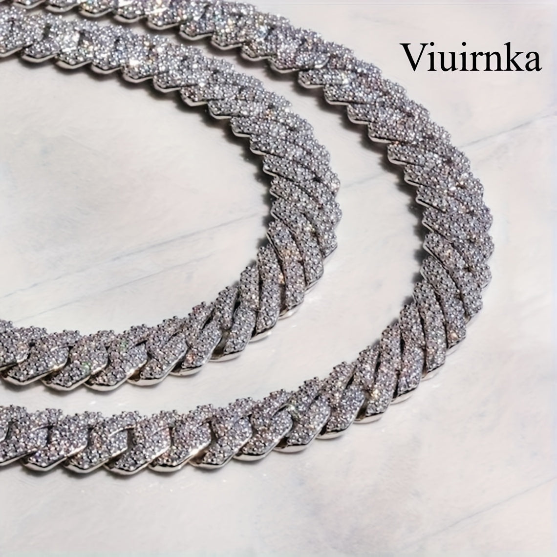 Men's Cuban Link Chain Necklace Hip Hop Style with Synthetic Gem Inlay – Silver & Gold Tone, 45cm / 50cm, Gift Box Included, Bold Statement Jewelry for Any Occasion