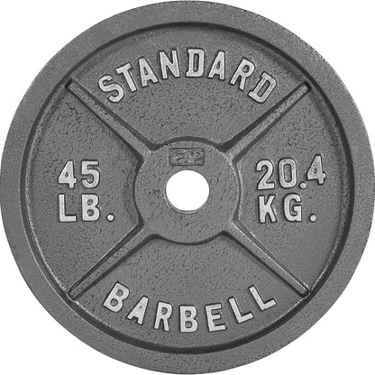 Cast Iron Weight Plates 2-Inch Olympic Solid Baked Enamel for Strength Training Powerlifting Bodybuilding Home Gym Barbell – 2.5 5 10 25 45 100LB CAPHAUS