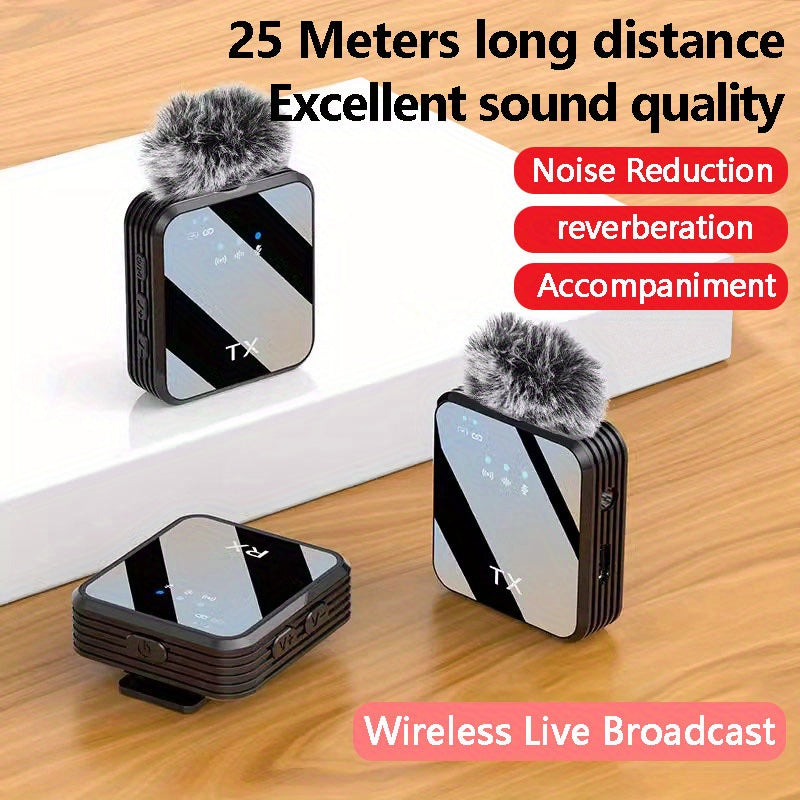 2-in-1 Wireless Lavalier Microphone USB-C with Intelligent Noise Cancellation, Omnidirectional Condenser Mic & Pom-Pom Windshield – Plug & Play Clip-On Lapel Mic for Live Streaming, Interviews, Vlogging & Content Creation on iPhone & Android