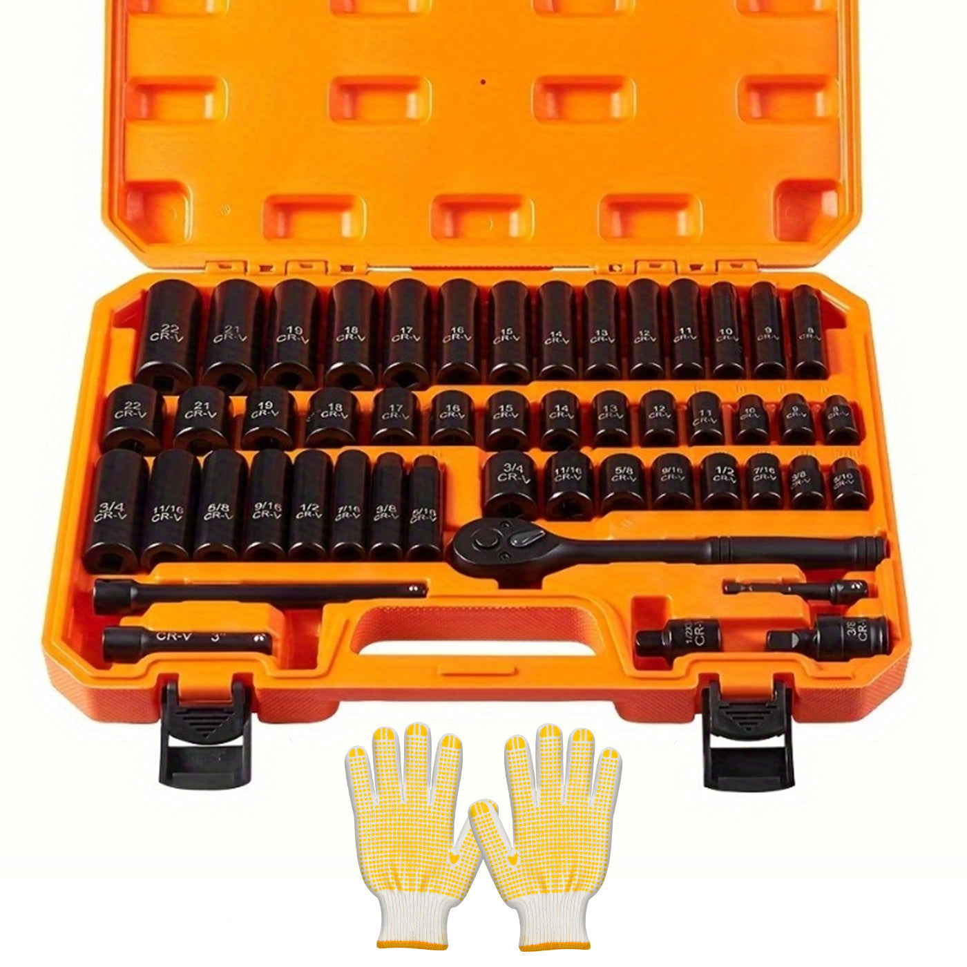 Impact Socket Set 3/8" Drive CR-V Steel – 50 to 999 Piece Ratchet Kit with Adapter, Common SAE & Metric Sizes for Auto Repair, DIY Home Projects & Professional Mechanics