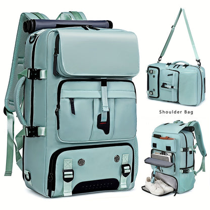 Large Laptop Backpack with Shoe Compartment – Multi-Functional Travel Backpack for Men & Women, Business, College & Carry-On Bag with USB Charging Port, Waterproof, Fits 15.6" Laptop