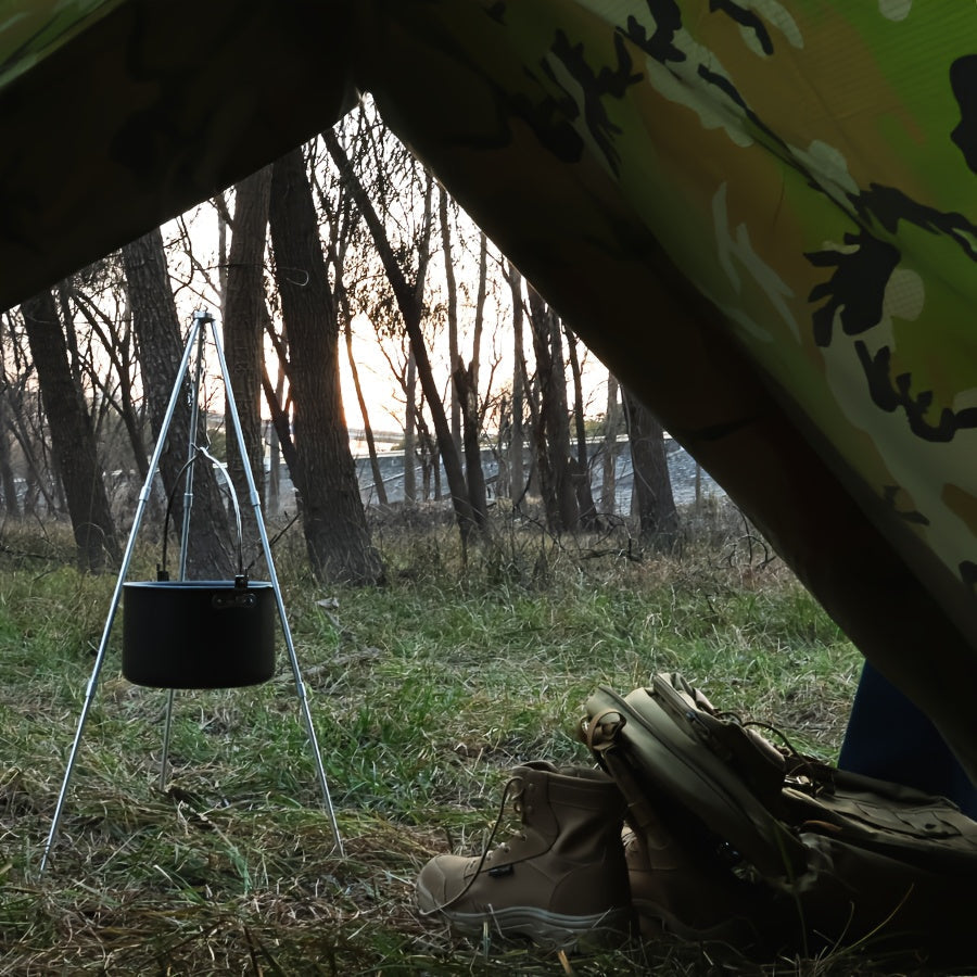 Outdoor Camping Tarp Canopy with UV Protection & Alloy Bracket – Portable Foldable 4-Person Shelter for Backpacking, Hiking, Garden & Outdoor Survival | All-Season Camping Awning
